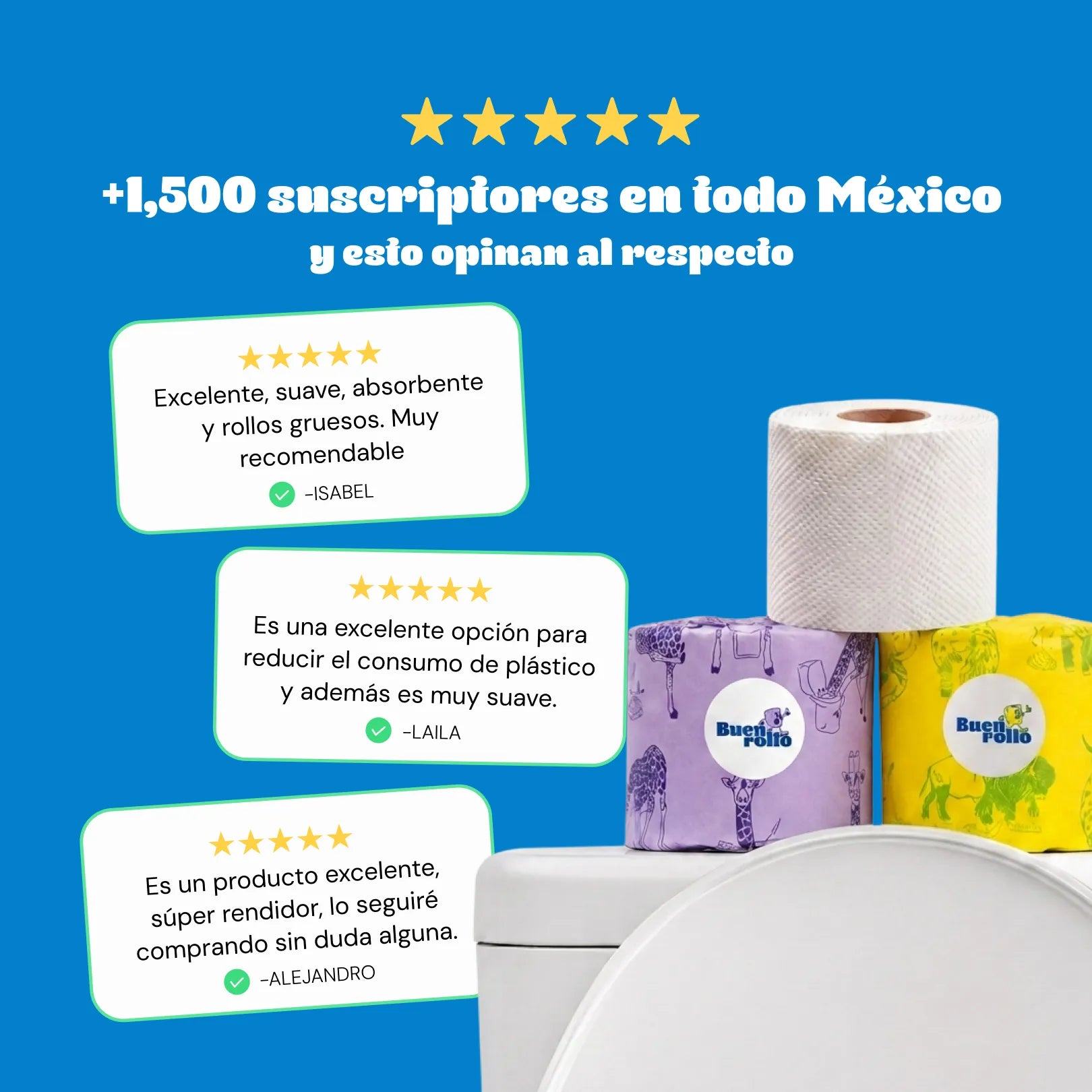 Papel higiénico 100% de bambú  12 rollos-