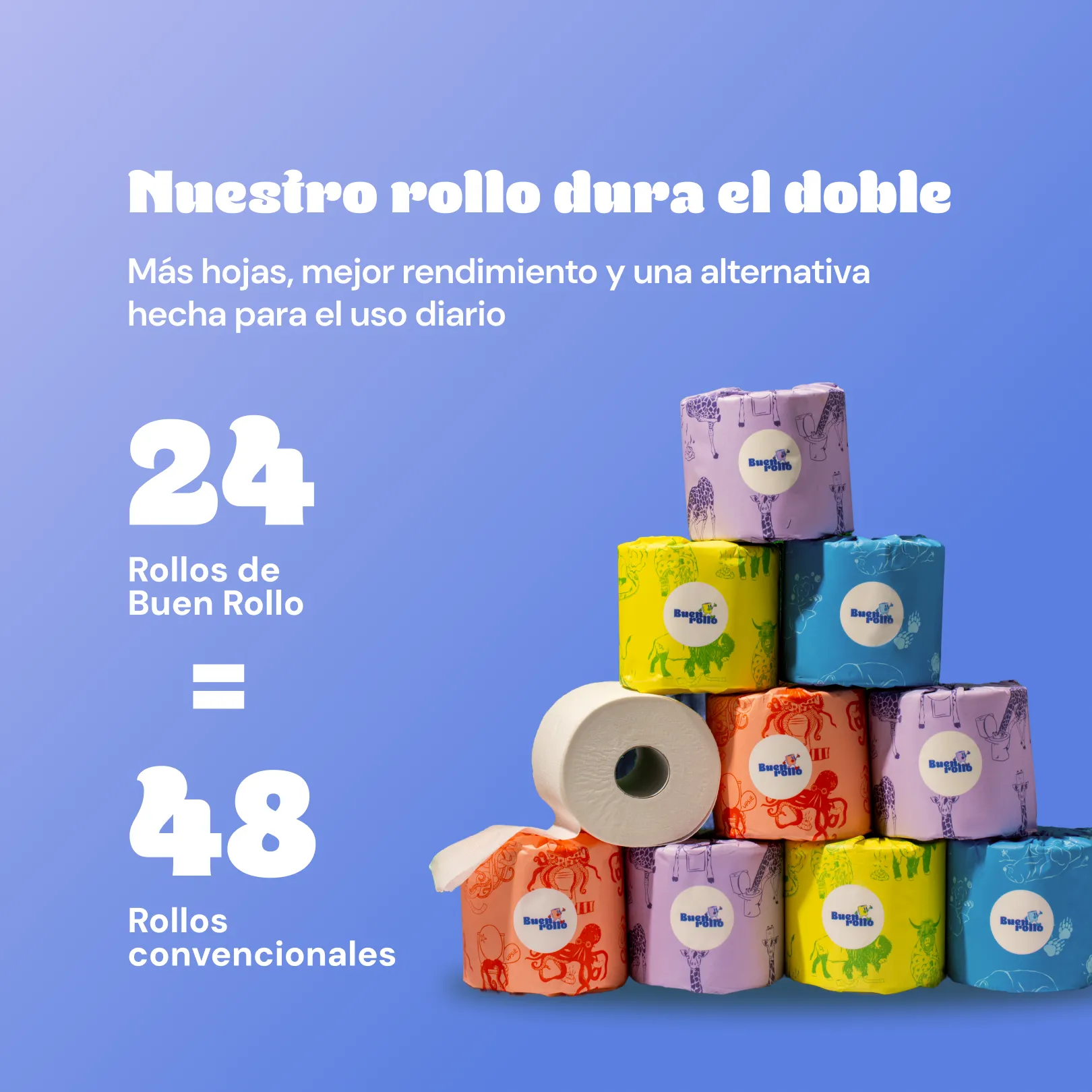 Papel higiénico 100% de bambú  24 rollos-