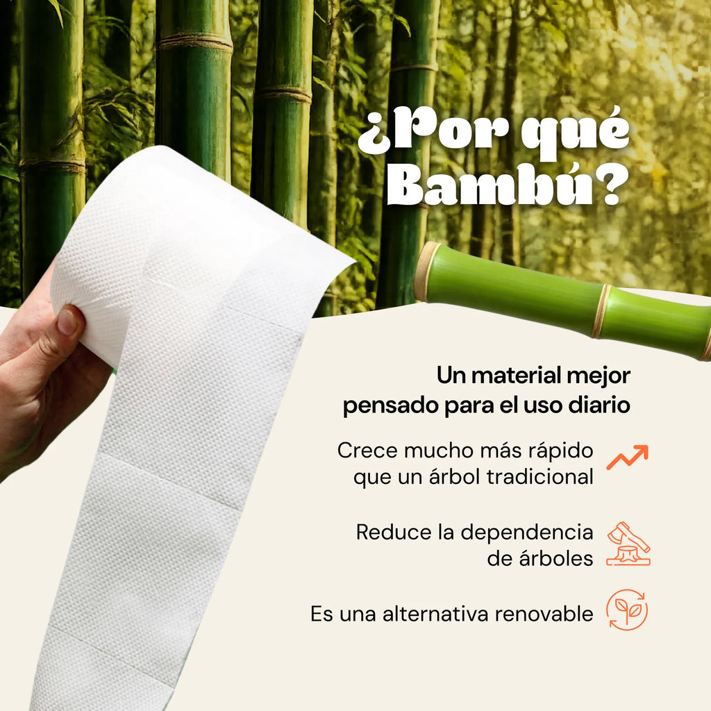 Papel higiénico 100% de bambú  12 rollos-